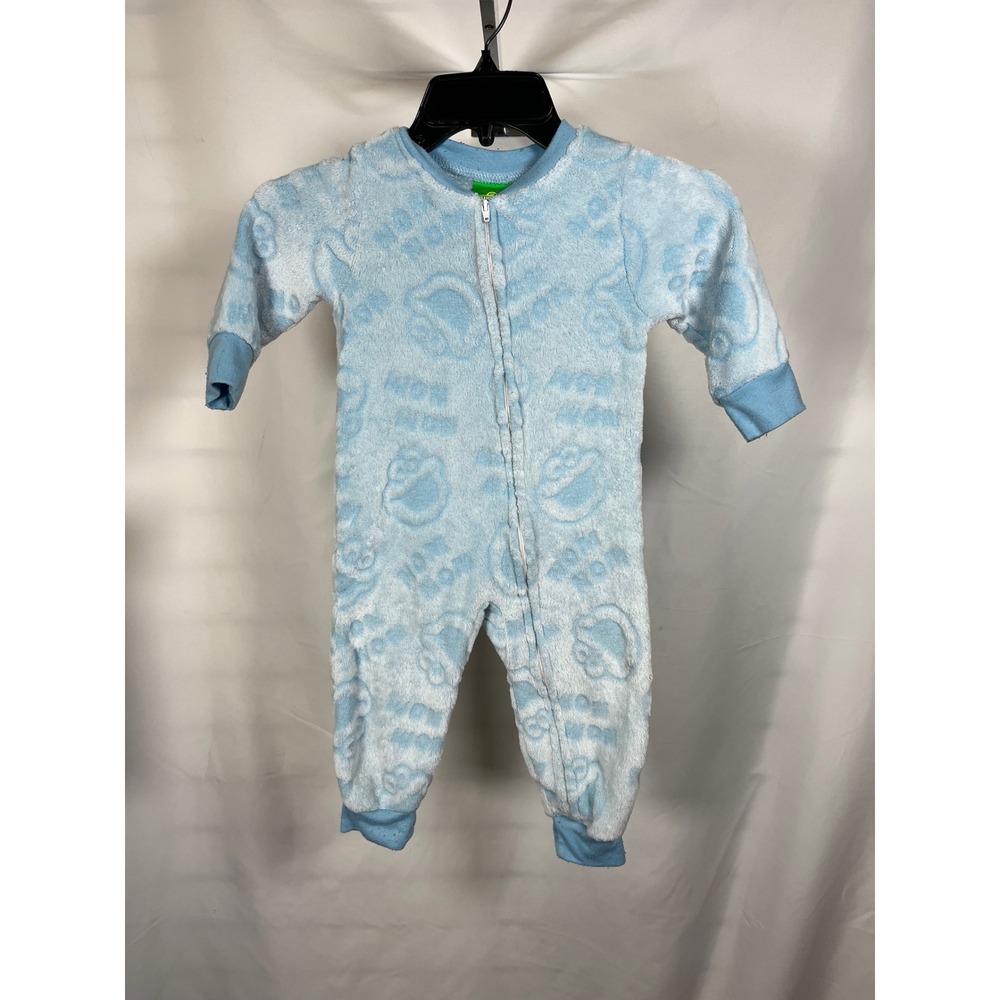 Sesame Street Cookie Monster BlueFleece Pajamas One Piece Sleeper Size 2T FF3-71